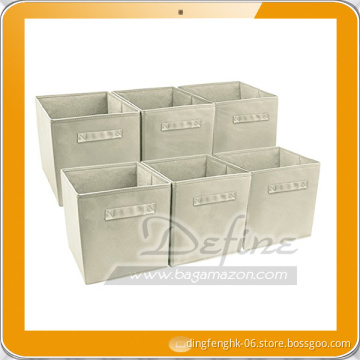 Beige 6 Pack Foldable Storage Cube Basket Bin